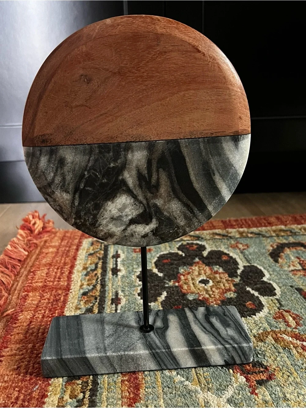 Crate & Barrel Marble/Wood Home Decor Stand